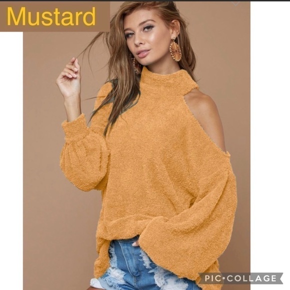 SALE!! Mustard.. Mustard One Shoulder Sweatet - Picture 1 of 6